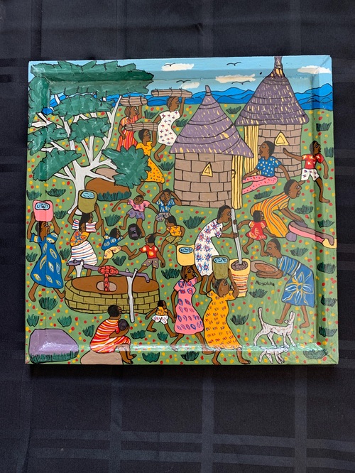 Painted Tray – Village Life