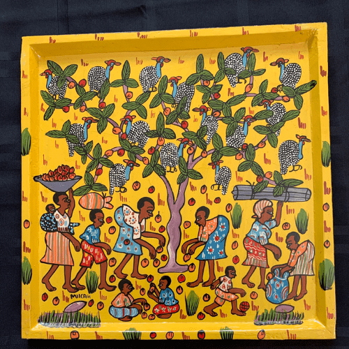 Zimbabwean Folk Art painted tray Kutsinhira Oregon